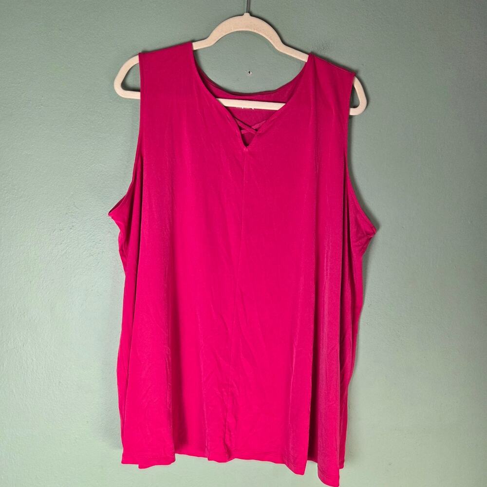 Catherines Womens 2X Crisscross Timeless Sleeveless Tank Pink Lightweight Layer